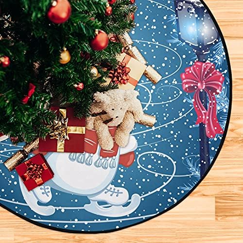 איש השלג סנטה קלאוס חג המולד עץ חג המולד מחצלת עץ עמיד למים עמדת מגש שטיח מחצלת מתחת לאביזר עץ חג המולד למגן לרצפת עץ