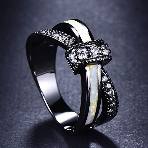 אש לבנה מעודנת אופל קריס צלב טבעת אינסופית תכשיטים מבטיחים זהב שחור