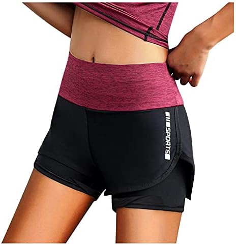 NYYBW אימון לנשים כושר 2 ב 1 מכנסי ריצה קצרים אימון אתלטי קל משקל כפול שכבה כפולה פעילה מכנסי חדר כושר ספורט