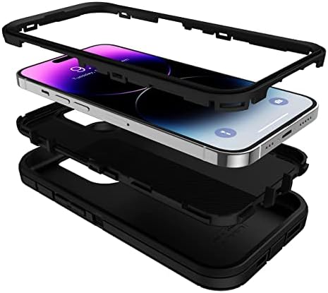 מארז MXX תואם ל- iPhone 14 Pro Max, עם מסך זכוכית מחוסמת, מגן עדשת מצלמה 3 שכבות 3 שכבות כבד מלא פגוש גוף אטום אבק אבק,