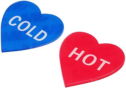 פטיקיל מקל עצמי תווית מים חמים/קרים, 2 זוגות/4 חבילה שלטי מדבקה של צורת לב אקרילית לכיורי ברזים, אדום/כחול