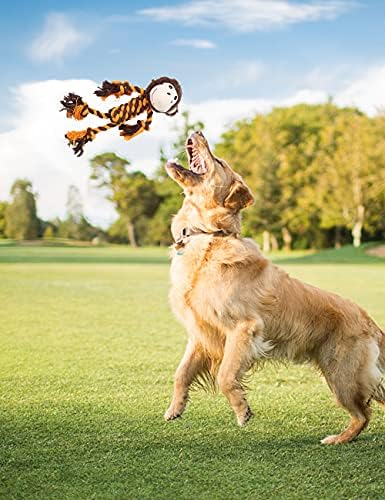 צעצוע חבל כלב LWH, צעצועים בקיעת שיניים עם כלב חיות מחמד עם בעלי חיים, צעצועי כלבי חבלים עמידים עם ראש חמוד קטיפה, צעצועי