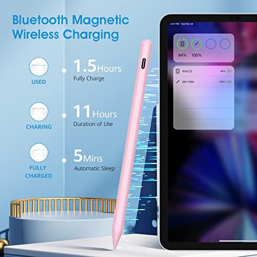 עט חרט טעינה מגנטית של Milprox עבור iPad 2018-2023: דיוק גבוה, דחיית דקלים ועיפרון עיצוב הטיה עבור iPad Pro iPad Air