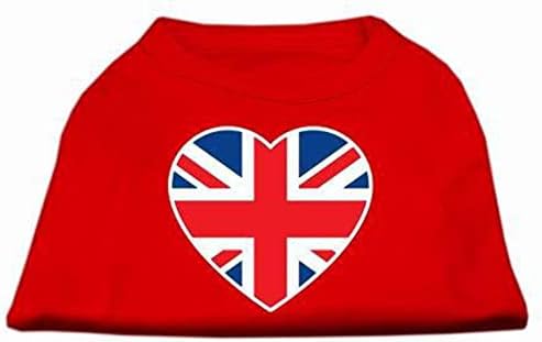 מוצרי חיות מחמד של מיראז 'חולצת הדפסה של דגל לב בריטי, X-SMALL, אדום