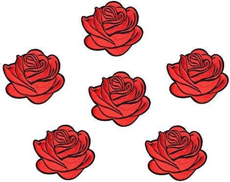 6 טלאי פרחים חבילה, ברזל על טלאי ורדים, תפור על תיקון אפליקציה, תיקוני תרמיל בהתאמה אישית לנשים, בנות, ילדים